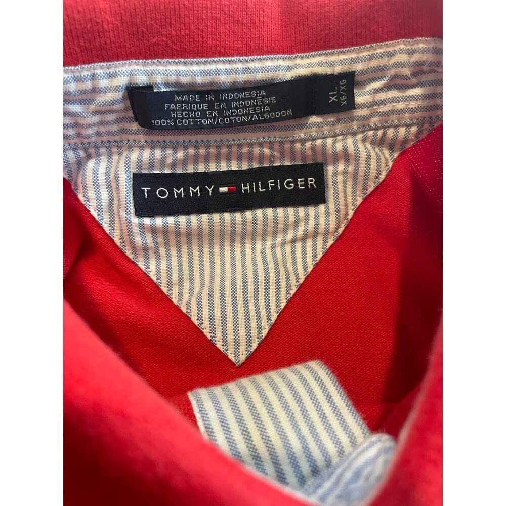 Y2K 90'S TOMMY HILFIGER POLO SHIRT LYON CREST EMBROIDERED PATCHES SZ XL ICONIC - Picture 6 of 16